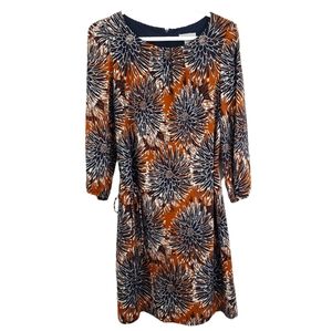 H&M 3/4 Sleeved Shift Dress Lined Size 10 Tie Belt Scoop Neck